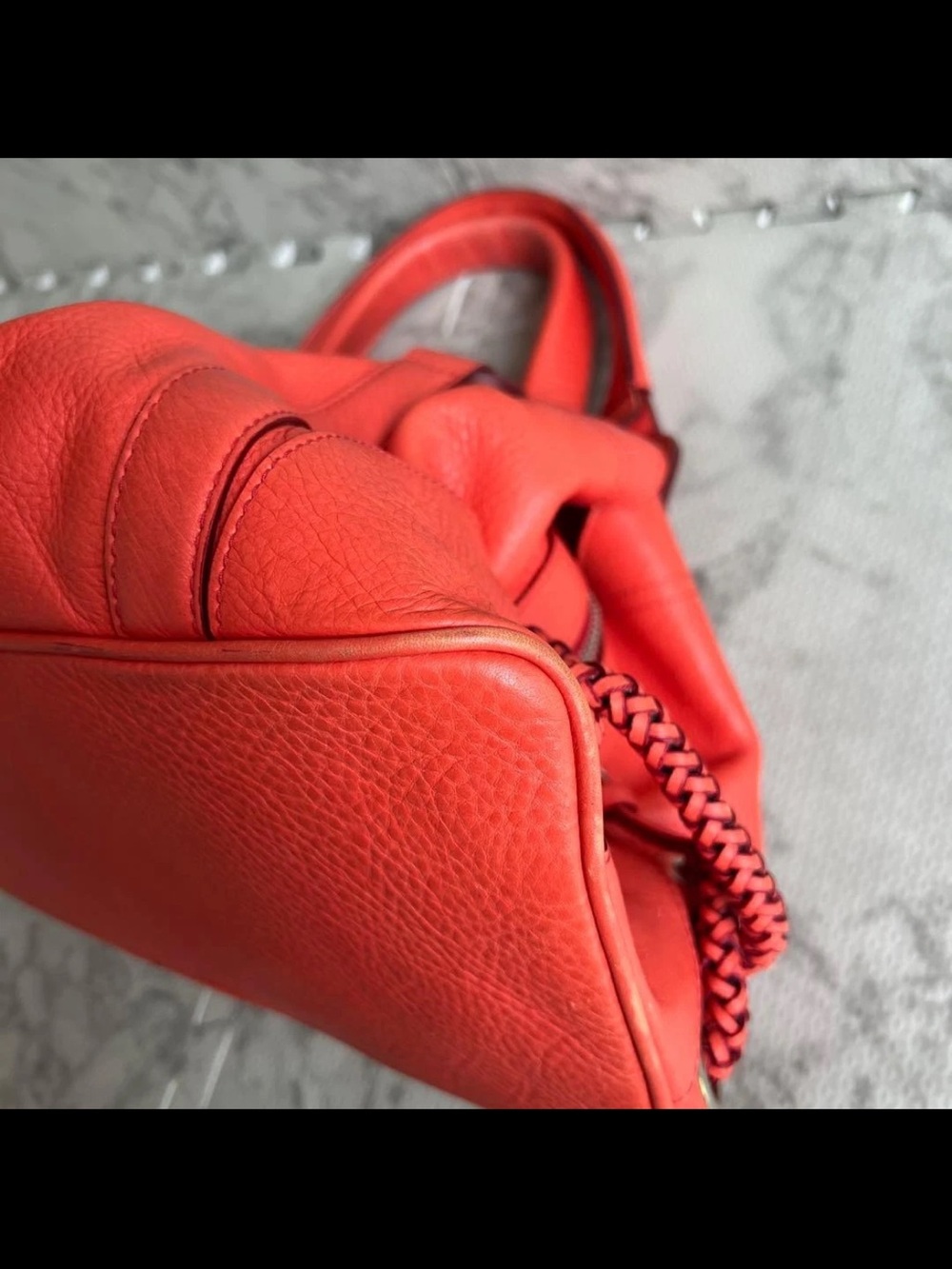 Mulberry Red Pebbled Leather Shoulder Bag with Turn-Lock Flap - Picture 8 of 16